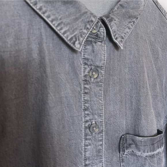 Garage Distressed Gray Long Sleeve Collared Button Shirt | L - Picture 3 of 5
